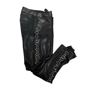 The Kooples Lambskin Leather straight Studded rockabilly Pants Size 25